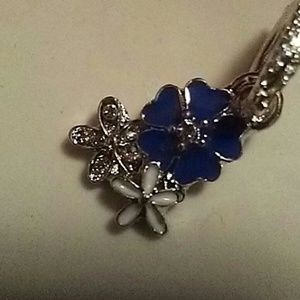 Elegant Silver and Blue Floral Pendant
